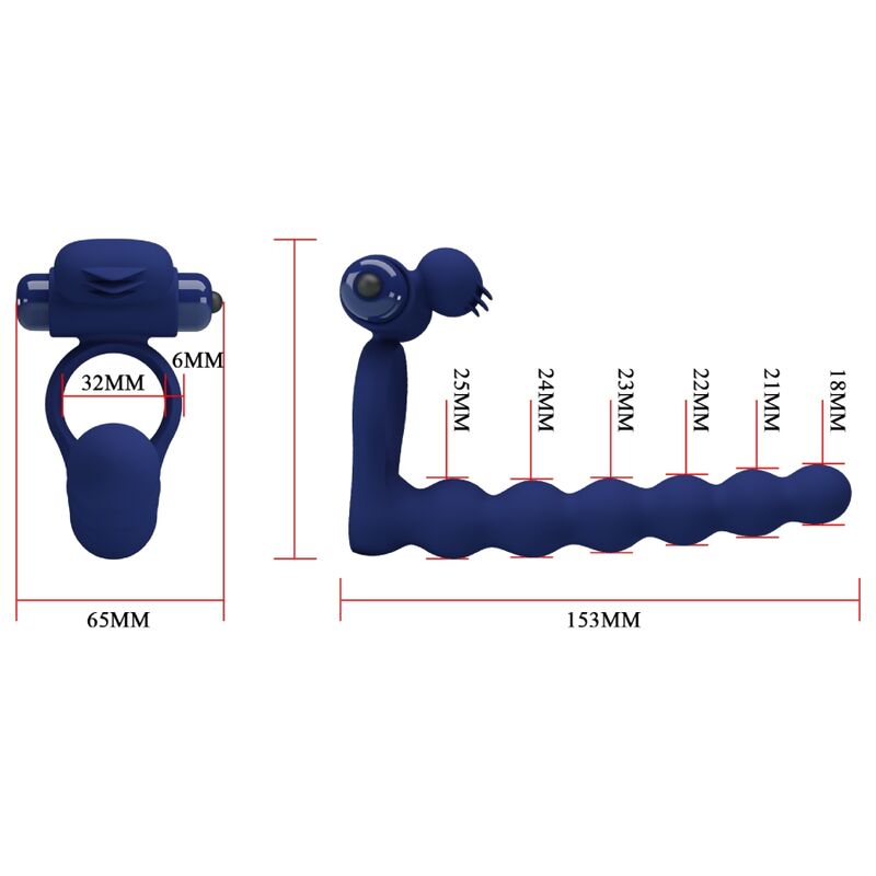 PRETTY LOVE - AJMAL VIBRATING RING WITH PLUG BLUE